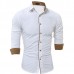 Mens Personality Contrast Color Casual Solid Color Slim Designer Shirt