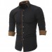 Mens Personality Contrast Color Casual Solid Color Slim Designer Shirt