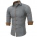 Mens Personality Contrast Color Casual Solid Color Slim Designer Shirt