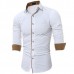 Mens Personality Contrast Color Casual Solid Color Slim Designer Shirt