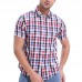 Mens Fashion Plaid Printing Short Sleeve Summer Casual Shirts