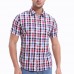 Mens Fashion Plaid Printing Short Sleeve Summer Casual Shirts