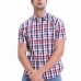 Mens Fashion Plaid Printing Short Sleeve Summer Casual Shirts