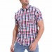 Mens Fashion Plaid Printing Short Sleeve Summer Casual Shirts
