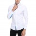 Mens Fashion Splice Spring Autumn Long Sleeve White Designer Shirts