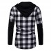 Men Plaid Hooded Patchwork Dual Pockets Shirts