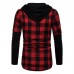Men Plaid Hooded Patchwork Dual Pockets Shirts