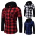 Men Plaid Hooded Patchwork Dual Pockets Shirts