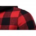Men Plaid Hooded Patchwork Dual Pockets Shirts