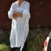 INCERUN Mens Vintage V Neck Splits Tunic Style Shirts Cotton Loose Draped Mid Long Tops