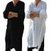 INCERUN Mens Vintage V Neck Splits Tunic Style Shirts Cotton Loose Draped Mid Long Tops