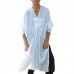 INCERUN Mens Vintage V Neck Splits Tunic Style Shirts Cotton Loose Draped Mid Long Tops