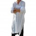 INCERUN Mens Vintage V Neck Splits Tunic Style Shirts Cotton Loose Draped Mid Long Tops