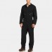 ChArmkpR Mens Turn Down Collar Rompers One Piece Jumpsuit Pockets Long Sleeve Coverall