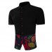Mens Printing Splice Fashion Casual Summer Fit Shirts
