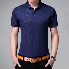 Mens Personality Printing Turn Down Collar Summer Fashion Casual Shirts