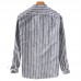 Mens Vintage Cotton Breathable Striped Loose Comfy Long Sleeve Casual Shirts