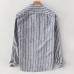 Mens Vintage Cotton Breathable Striped Loose Comfy Long Sleeve Casual Shirts