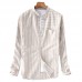 Mens Vintage Cotton Breathable Striped Loose Comfy Long Sleeve Casual Shirts