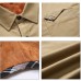 Mens Winter Thick Military Slim Cotton Button Decoration Velvet Warm Casual Shirt