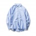 Mens Square Collar 100% Cotton Solid Color Long Sleeve Casual Shirts