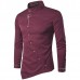 Mens Embroidery Personality Slant Blanket Irregular Hem long Sleeve Fashion Casual Shirts