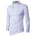 Mens Embroidery Personality Slant Blanket Irregular Hem long Sleeve Fashion Casual Shirts