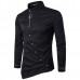Mens Embroidery Personality Slant Blanket Irregular Hem long Sleeve Fashion Casual Shirts