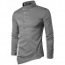 Mens Embroidery Personality Slant Blanket Irregular Hem long Sleeve Fashion Casual Shirts