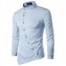 Mens Embroidery Personality Slant Blanket Irregular Hem long Sleeve Fashion Casual Shirts