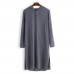 Mens Vintage Hooded Tunic Style Shirts Long Robe Tops