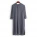 Mens Vintage Hooded Tunic Style Shirts Long Robe Tops