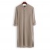 Mens Vintage Hooded Tunic Style Shirts Long Robe Tops