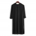 Mens Vintage Hooded Tunic Style Shirts Long Robe Tops