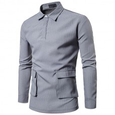 Vintage Stylish Fashion Stripe Printing Lapel Casual Shirts for Men