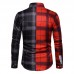 Men Plaid Patchwork Long Sleeve Shirts