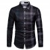 Men Plaid Patchwork Long Sleeve Shirts