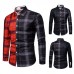 Men Plaid Patchwork Long Sleeve Shirts