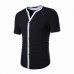 Mens Summer Contrast Color Splice V Neck Short Sleeve Tops Shirts
