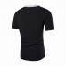 Mens Summer Contrast Color Splice V Neck Short Sleeve Tops Shirts