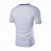 Mens Summer Contrast Color Splice V Neck Short Sleeve Tops Shirts