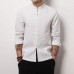 Vintage Chinese Style Linen Knot Buckle Stand Collar Fashion Men Long Sleeve Shirts