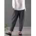 Women Casual Checke Plaid Cotton Loose Waist Pants with Pocket