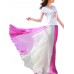 Bohemian Chiffon Contrast Color Patchwork Elastic Waist Pleated Maxi Skirts For Women