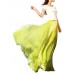 Bohemian Chiffon Contrast Color Patchwork Elastic Waist Pleated Maxi Skirts For Women
