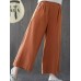 Women Casual Button Wide Leg Full Length Pants