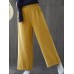 Women Casual Button Wide Leg Full Length Pants