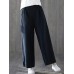 Women Casual Button Wide Leg Full Length Pants