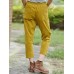 Women Solid Color Big Pocket Elastic Waist Corduroy Pants
