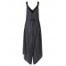 Sexy Women Spaghetti Strap V-Neck Striped Wide Leg Jumpsuit